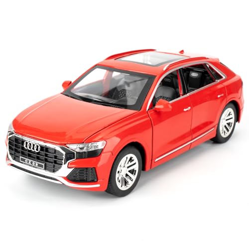 imtfzct 1:24 Audi Q8 Modellauto, Alu-Druckgussauto mit Rückholfunktion, Kinderspielzeugauto mit Licht und Sound, Sammlermodell Spielzeug, Kindergeschenk (rot)