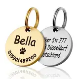 TMT Premium Stabile Hundemarke mit Gravur Edelstahl-Hunde-Anhänger | Wetterfestes Zubehör Dog Tag| Hundehalsband mit Namen und Telefonnummer | Hundemarke personalisiert mit Symbolen