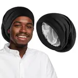 Nogeqi Silk Bonnet Sleep Cap, Satinhaube zum Schlafen, Haarnetz zum Schlafen, Schlafhaube Haare Schützen, Satin Schlafmütze Herren Verstellbare Nacht Doppelschicht Weiche Atmungsaktiver zum Schla