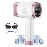 21J IPL Geräte Haarentfernung mit Eiskühlungssystem, Laser Haarentfernung mit 3 Funktionen, 9 Energiestufen, Haarentfernung Laser für Frauen Männer Gesicht Bikinizone Körper Beine, White Rose Gold