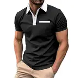 Generisch Herren Polo Shirt Herren aus 100% Baumwolle,Herren Poloshirt-Kontrast Kurzarm Polohemd Male Polo Klassisches Poloshirt Herren XL Poloshirt Herren Braun