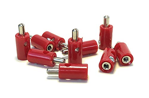 BELI-BECO 61/7 Querlochstecker - Miniatur-Bananenstecker mit Stift-Ø: 2,6mm - 10 Stück (Rot)