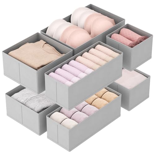 Lifewit 8 er Set Schubladen Organizer, Schrank Kleiderschrank Organizer Wickeltisch Schubladen Ordnungssystem für Garderobe Schlafzimmer für Kleidung, Kinderkleidung, Socken, Unterwäsche, Grau