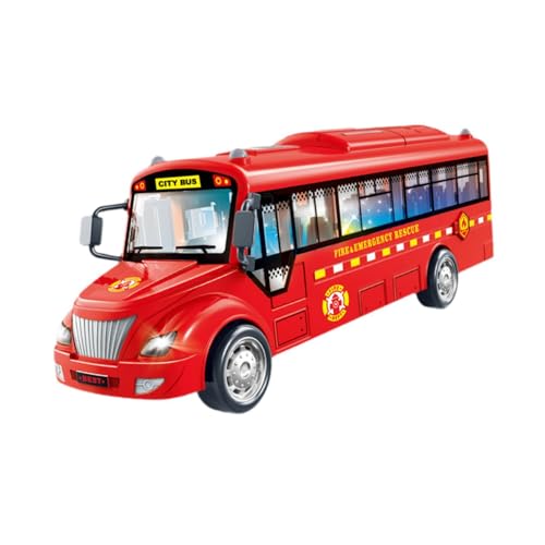 Fenteer Bus Spielzeug Stadtbus-Toys Fahrzeuge für Kinder, Elektrobus mit Geräuschen und Lichtern, Ornamente,Kinder Auto Spielzeug für Kinder ab 3 Jahren, Feuer Notfall Rot