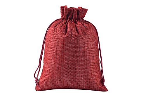 KONMAY 10er Set 20x30cm Wein Jutesäckchen Geschenkbeutel mit Kordelzug, Groß Jutebeutel Leinensäckchen Sackleinen Schmuckbeutel mit Kordelzug für Lavendelblüten, Schmuck, Geschenke