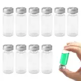 HENGBIRD 10 Pcs 10ML Fläschchen, Versiegelte Probenfläschchen Transparente Glasfläschchen mit Selbstheilender Injektionsöffnung Labor Fläschchen Mini Glasflaschen mit Butyl Gummi Stopfen und Quetschde