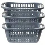3er Set Große Wäschewanne Grau 55x37x20 cm: Dein Multitalent für Ordnung und Komfort!