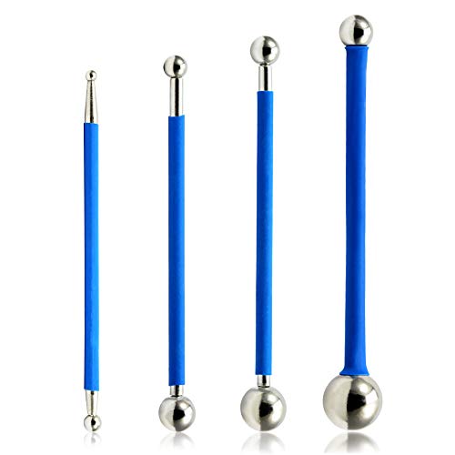 SPEEDWOX Abdichtungswerkzeug Metallkugel 4 Stück Polymer Ton Werkzeug Kit Fugenveredelung für Fliesen Fugenbeschichtung Dichtstoff Finishing Fondant Kuchen Papier Blume Dekorier DIY Werkzeug Set