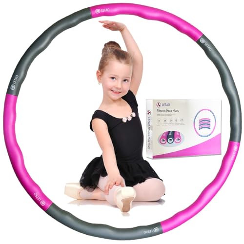 LETAO Hula Hoop Reifen Kinder von 4-8 Jahren | 510g Rosa-Grau Hula Hoop Reifen Kinder, Zerlegbar, inklusive Elektronischer Anleitung