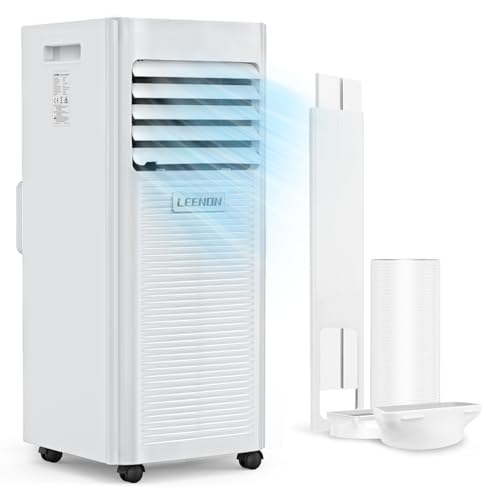 LEENON Klimaanlage Mobil Klimagerät 9000 BTU,3 in 1 Kühlen Entfeuchten Ventilato, 2.6KW Mobile Klimagerät mit Abluftschlauch, Fernbedienung/ 24h-Time, Schlafmodus, für Zuhause Bür bis zu 35 m²