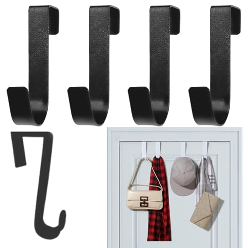5er Set Türhaken,Handtuchhaken Universal,Schwarz Türhaken zum Einhängen Edelstahl, Türhakenleiste zum Einhängen,Robuste Kleiderhaken Tür,für Badezimmer Rahmenlose Glastür