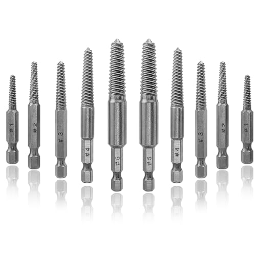 10 Stück Schraubenausdreher,Schraubenausdreher Set,Sechskantgriff Screw Extractor,Geeignet Zum Entfernen Beschädigter Schrauben