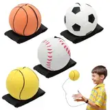 RANJIMA Handgelenk Ball mit Schnur, 4 Stück Ø 6cm Springball mit Schnur Handgelenk Return Ball Kinder Ball An Der Schnur, Gummi Returnball Wrist Rebound Balls Sport Spielzeug für Kinder Erwachsen