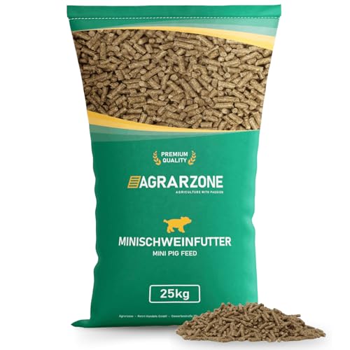 Agrarzone Minischweinfutter Pellets 25 kg - Schweinefutter für Minischweine, Zwergschweine & Teacup - 100% Gentechnikfrei & Mehrfach gereinigt