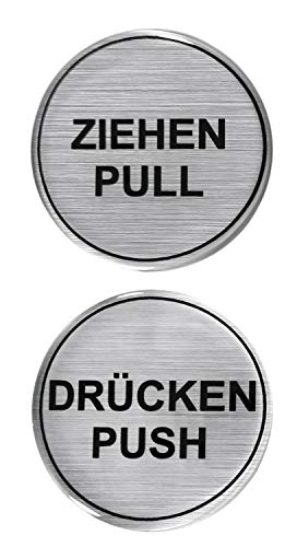 BIKE-label Türschild 3D Aufkleber Dm 45 mm in Alu Optik Ziehen Drücken 900020