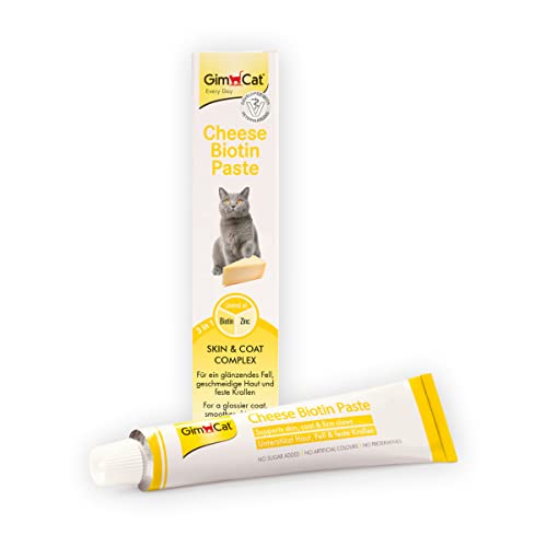 GimCat Cheese Biotin Paste - Mit aromatischem Käse, Zink und Leinöl für Fell, Haut und Krallen - 1 Tube (1 x 50 g)