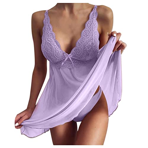 Zilosconcy Damen Unterwäsche Lingerie Sexy Reizwäsche Spitze Bodysuit Sexy Dessous Damen Für Sex Damen Sexy Nachtwäsche Nachtwäsche Sexy Damen Push Up BH + Panty Verführerische Reizvoll Babydoll