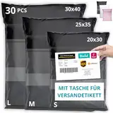 EMBALLAX - 30 Versandtaschen MIT TASCHE FÜR VERSANDETIKETT - 3 Größen S/M/L - WIDERSTANDSFÄHIG/WASSERDICHT - Versandtüten für Kleidung - Warensendung Umschlag für Kartons - Versandbeutel - Danke