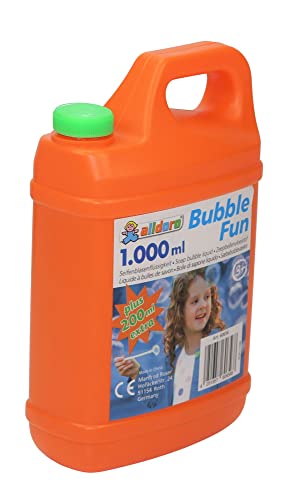 alldoro 60656 Bubble Fun Seifenblasenflüssigkeit im 1200 ml Kanister, Seifenwasser als 1,2 Liter XL Vorrat, Nachfüllkanister für Bunte & große Seifenblasen, Orange