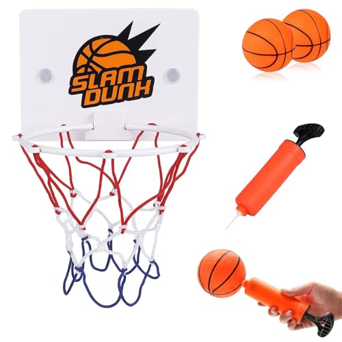 Mini Basketballkorb, 16.2x12cm Kinder Mini Basketball Korb Set, Kinder Zimmer Mit 2 Stück 8cm Bälle Und Pumpe Büro, Mit Saugnapf Für Kinder Outdoor Indoor Office Home