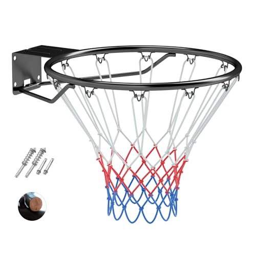 COSTWAY Ø45cm massiver Basketballkorb Indoor, Mini Basketball Korb wetterfest für Wandmontage, Basketballring mit Ring & Netz, Basketball Hoop Outdoor für Kinder & Erwachsene