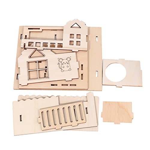 TOYANDONA Holz Hamsterhaus Doppelstöckige Villa Mehrkammer Haustierunterkunft für Hamster Zwerghamster und Rennmäuse Sicheres und Langlebiges Massivholzdesign