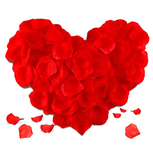 Redamancy 1200 Stück Rosenblätter, Künstliche Rosen Blütenblätter für Hochzeit, Valentinstag, Geburtstag, Romantische Atmosphäre (Rot)