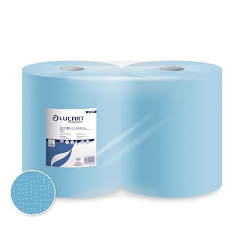 2x Putztuch 2-lagig blau 500 Blatt/Rolle gesamt 1000 Blatt ca. 36x36 cm saugstark Putztuchrolle Wischtuch Putzpapier Putzrolle