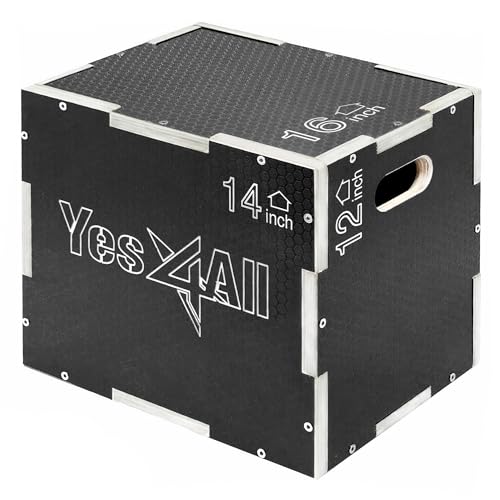 Yes4All CFL8 3 in 1 Plyo Box aus Holz mit rutschfester Oberfläche, 40,6 cm x 35,5 cm x 30,4 cm, Plyometric Box Plattform für Sprungtraining, Jump Boxes für Home Gym Übung und Outdoor Workout