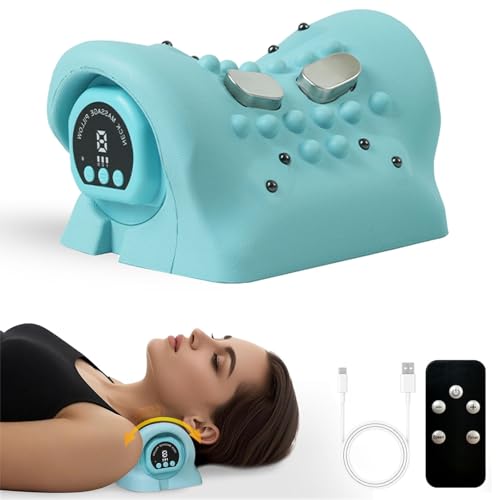 Nackenmassagegerät mit Wärme, 2025 Neueste EMS Elektrische Massagegerät Nacken Kabellos, Nackenstrecker zur Entspannung von Nacken und Schultern, 3 Modi, Tragbar Necluner Massager Nacken