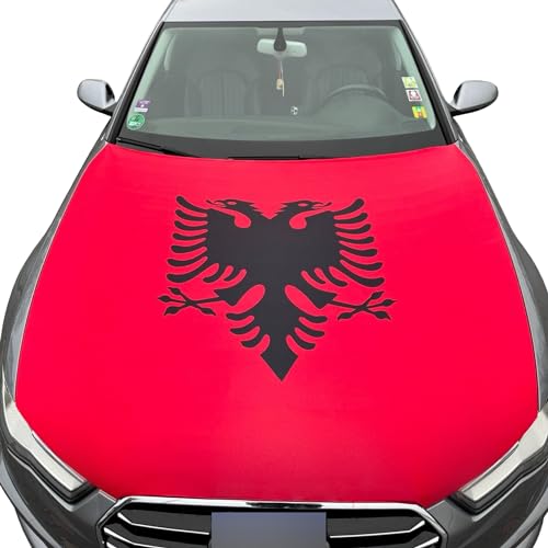 Albanische motorhauben Flagge - Autoflagge Albanien - Albanische Autoflagge - Motorhauben Überzieher Albanien Flagge