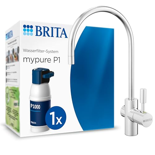 BRITA Armatur mit integriertem Wasserfilter mypure P1, Wasserhahn mit Filter zur Reduzierung von Kalk, Chlor und geschmacksstörenden Stoffen, 26.5 cm hoch, 13,7 cm tief