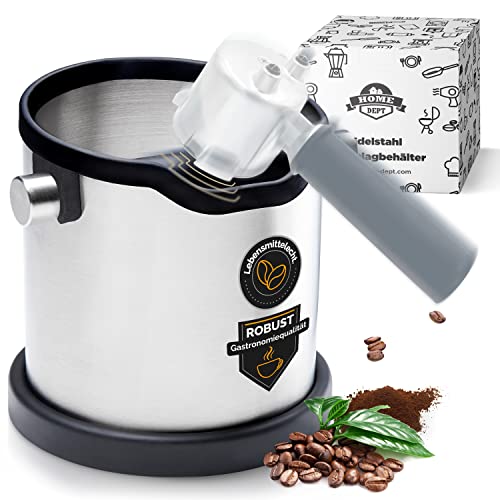 HOME DEPT Abklopfbehälter für Siebträger, Espresso Abschlagbehälter für Siebträger Maschinen, Espresso Knock Box aus Edelstahl, Barista Zubehör