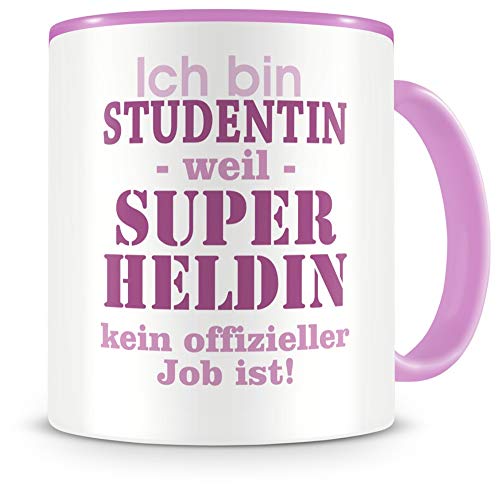 Samunshi® Ich bin Studentin Tasse Beruf Geschenk Kaffeetasse Teetasse Kaffeepott Kaffeebecher Becher rosa