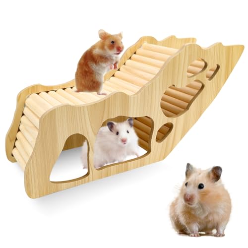 WPPQWP Hamster Haus aus Holz, Hamster Tunnel, Hamster Zubehör, Watchbox Hamster, Hamster Versteck für Zwerghamster, Rennmäuse, Degus(32 * 15,3 * 10,5 cm)