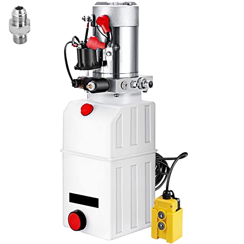 SucceBuy 6L Hydraulikpumpe Nenndrehzahl 2850R / MIN Hydraulikaggregat Einfachwirkend Kipperpumpe mit Tank aus Kunststoff 4,5M Kabelfernbedienung