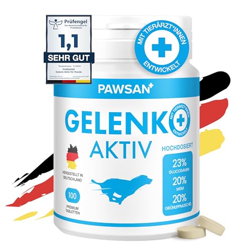 PAWSAN® Gelenktabletten Hund I Grünlippmuschel Hund - HOCHDOSIERT - Gelenktabletten für Hunde mit Teufelskralle Hund, MSM Hund & Kollagen Hund I Gelenk- & Knochenschutz für Hunde | 100 Tabletten