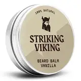 Striking Viking parfümfreier Bartbalsam von Viking – stylt, stärkt und macht Bärte und Schnurrbärte weich – 100% natürliche Bartpflege mit Bio-Sheabutter, Teebaum-, Argan- und Jojobaöl (vanilla)