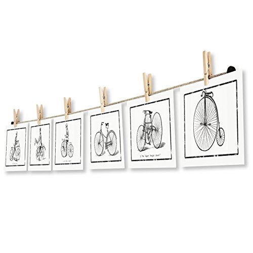 LeTOMA - Fotoseil 100 cm mit 8 Klammern inklusive patentierter Seilhalter ideal um Fotos und Postkarten schnell aufzuhängen - Fotoleine aus hochwertigem Naturhanf - Handmade in Germany