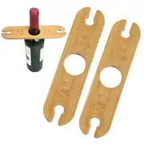 Generisch 2 Stück Weinglashalter Holz zum Umhängen für 4 Gläser, Rustikaler Glashalter aus Holz für Outdoor-Picknick und mehr, Weinzubehör