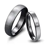 NINCAD Ring Herren Damen Schwarz 4mm aus Wolfram für Hochzeit, Verlobung, Geburtstag und Alltag Größe 53 (16.9)