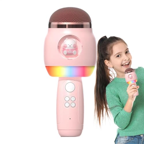 Karaoke -Mikrofon Kinder Cartoon Wireless Cartoon Mit LED -Lichtern - Kindersängermikrofon, Drahtloses Sängermikrofon | Tragbare Gesangszubehör, Kinderredner Für Kinder A