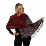 PashminaShine-Schal-Weich Wie Kaschmir Und leicht wie Seide-Mit Paisley motiv-Pashmina-Schal Damen-Schal Herren-200 * 70 cm-Schal Winter-Jaquard-Schals und Tücher für Damen (Rot Geflammt)