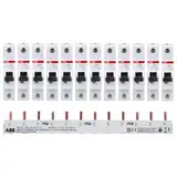 ABB Set 12x Leitungsschutzschalter S201-B16 + 1x PS3/12 Phasenschiene 3-polig