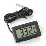 WINGONEER Digitales LCD-Thermometer, Temperaturmonitor mit externer Sonde für Kühlschrank, Gefrierschrank, Kühlschrank, Aquarium, Schwarz