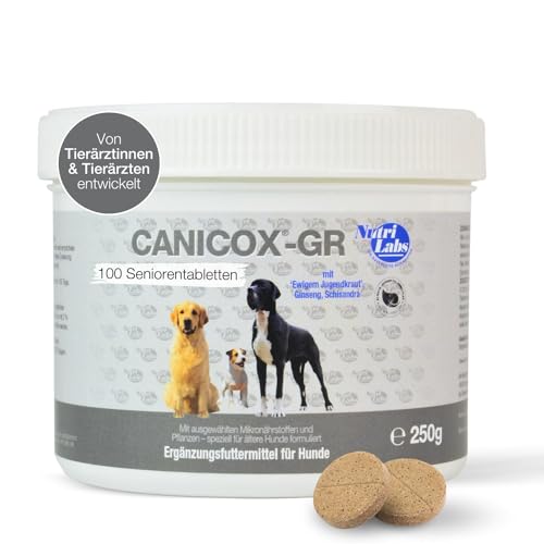 NutriLabs Canicox®-GR Tabletten für Senioren-Hunde 100 STK. - Seniorentabletten für Hunde mit MSM, Chondroitin, Glucosamin, Ginseng, Weißdorn u.v.m. - Gesundheitsprodukte für Hunde