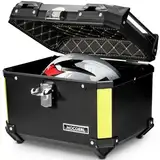 MOCOERL Motorradkoffer Topcase schwarz große Kapazität 45L -Wasserdicht ABS Plastik Top Case Gepäckträger Koffer Motorrad Box-Universelle Befestigungshalterung