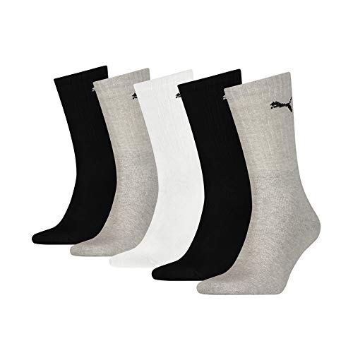 PUMA Unisex Crew Socken, Weiß / Grau / Schwarz, 35-38 EU