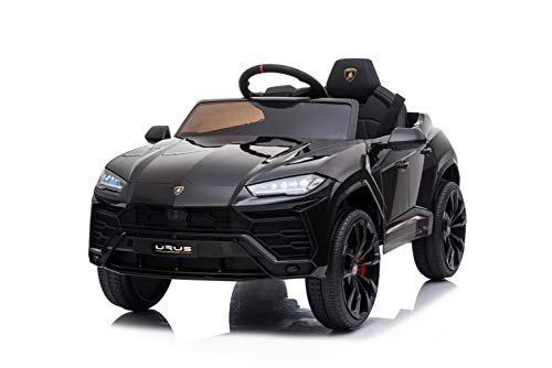 FINOOS Lambo Urus Elektroauto für Kinder, Originallizenz, Batterie, vertikal öffnende Türen, 2 Motoren, 12-V-Batterie, 2,4-GHz-Fernsteuerung, 1 bis 4 Jahre (Schwarz)