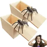 NIEEKRUN 2 Stück Spinne In Box, Spinne Streich Box Streich Spinne Scare Box Holz Prank Spider Scare Box, Streich Spinne Angst Box Scherzartikel Kinder Spinnen Spielzeug Box Holz für Erwachsene Kinder